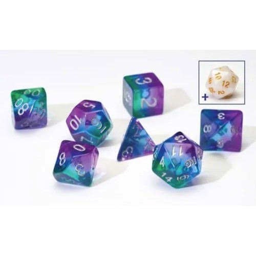 Blue Aurora Semi-Transparent Polyhedral Dice